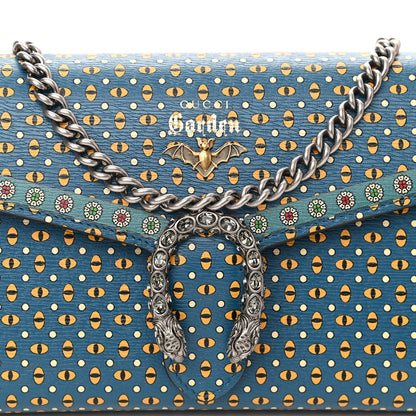 Gucci Textured Calfskin Crystal Garden Dionysus Chain Wallet Forest Green Print 9 of 12