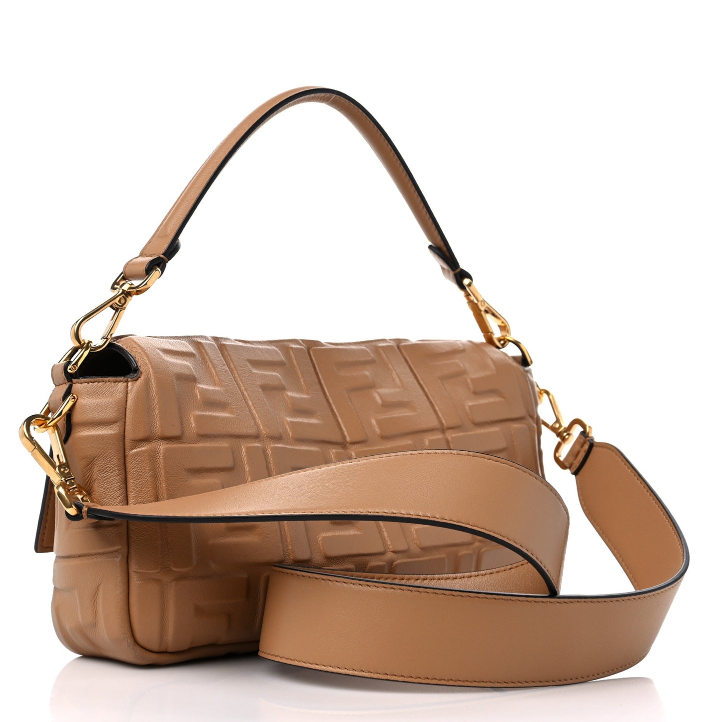Nappa FF 1974 Embossed Baguette Miele Scuro