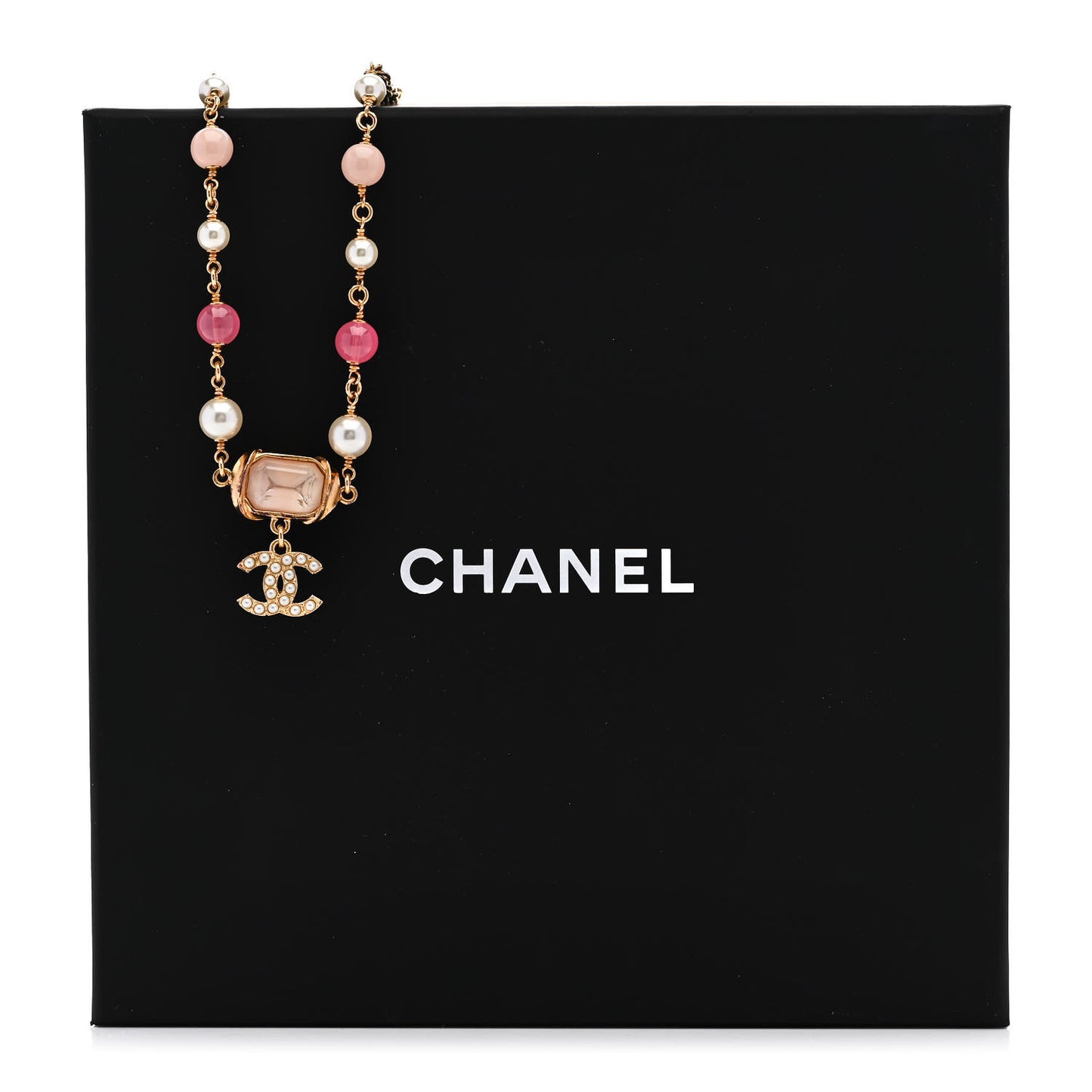Crystal Pearl Bead CC Choker Gold Pink