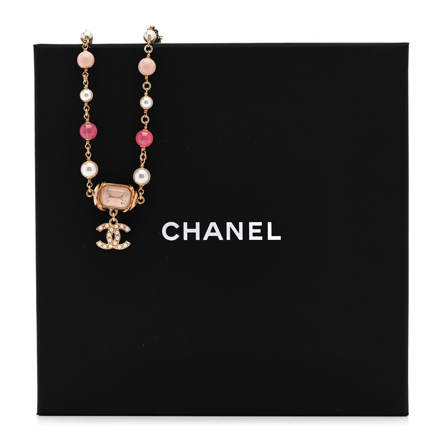 Chanel Crystal Pearl Bead CC Choker Gold Pink 6 of 6