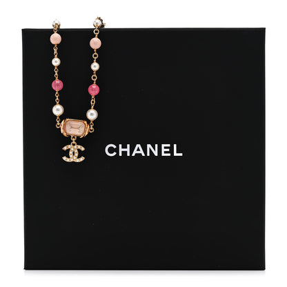Chanel Crystal Pearl Bead CC Choker Gold Pink 6 of 6