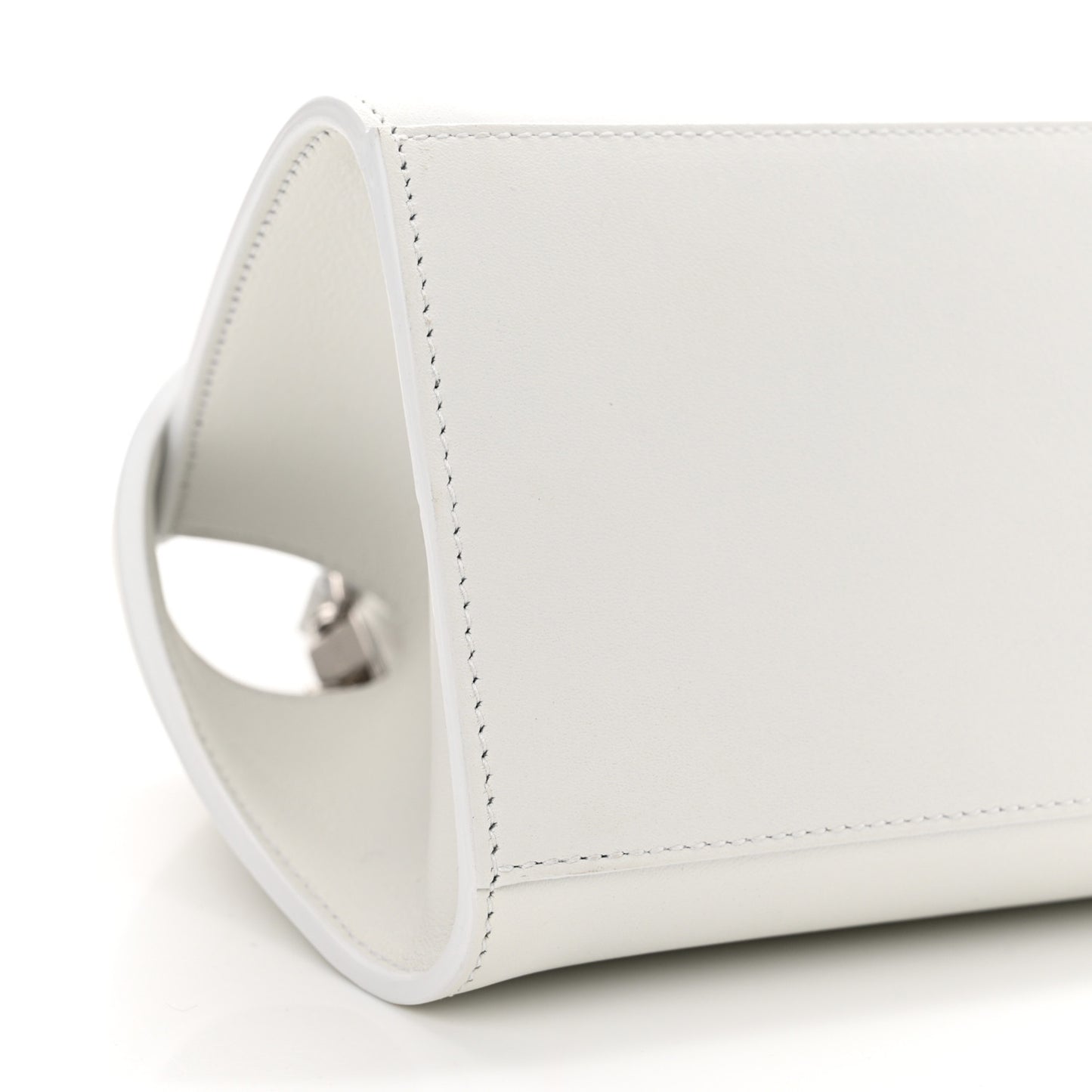 Natural Grain Calfskin Mini Hug Bag Optic White