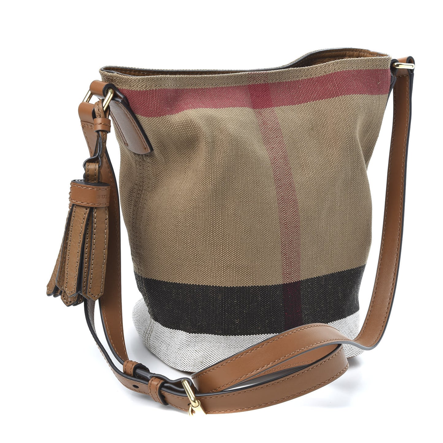 Canvas Mega Check Mini Ashby Tassel Crossbody Saddle Brown