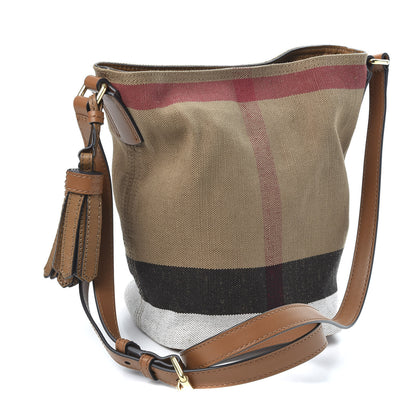 Burberry Canvas Mega Check Mini Ashby Tassel Crossbody Saddle Brown 2 of 9