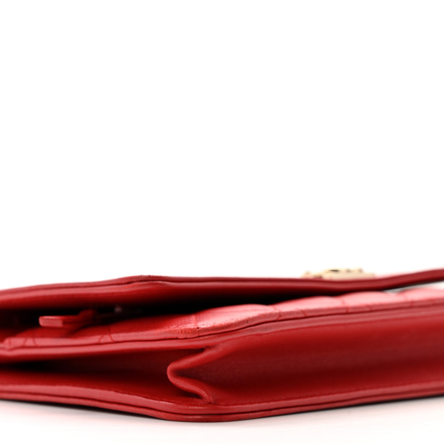Lambskin Quilted Boy Wallet On Chain WOC Red