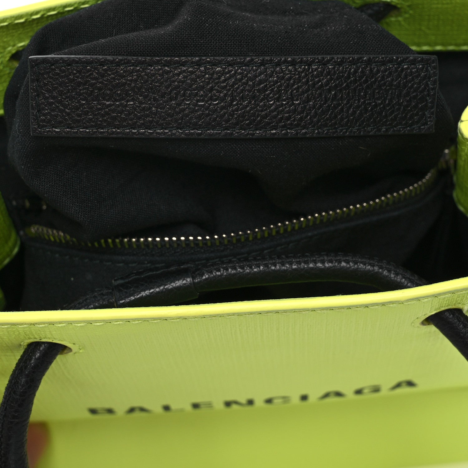 Balenciaga Squared Calfskin Logo Shopping Tote XXS Lime 7 of 13