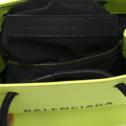 Balenciaga Squared Calfskin Logo Shopping Tote XXS Lime 7 of 13