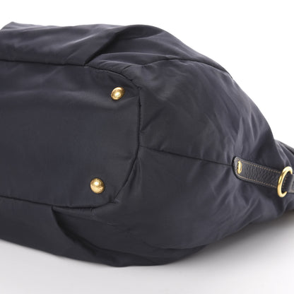 Prada Tessuto Nylon Vitello Daino Tote Blue 6 of 9