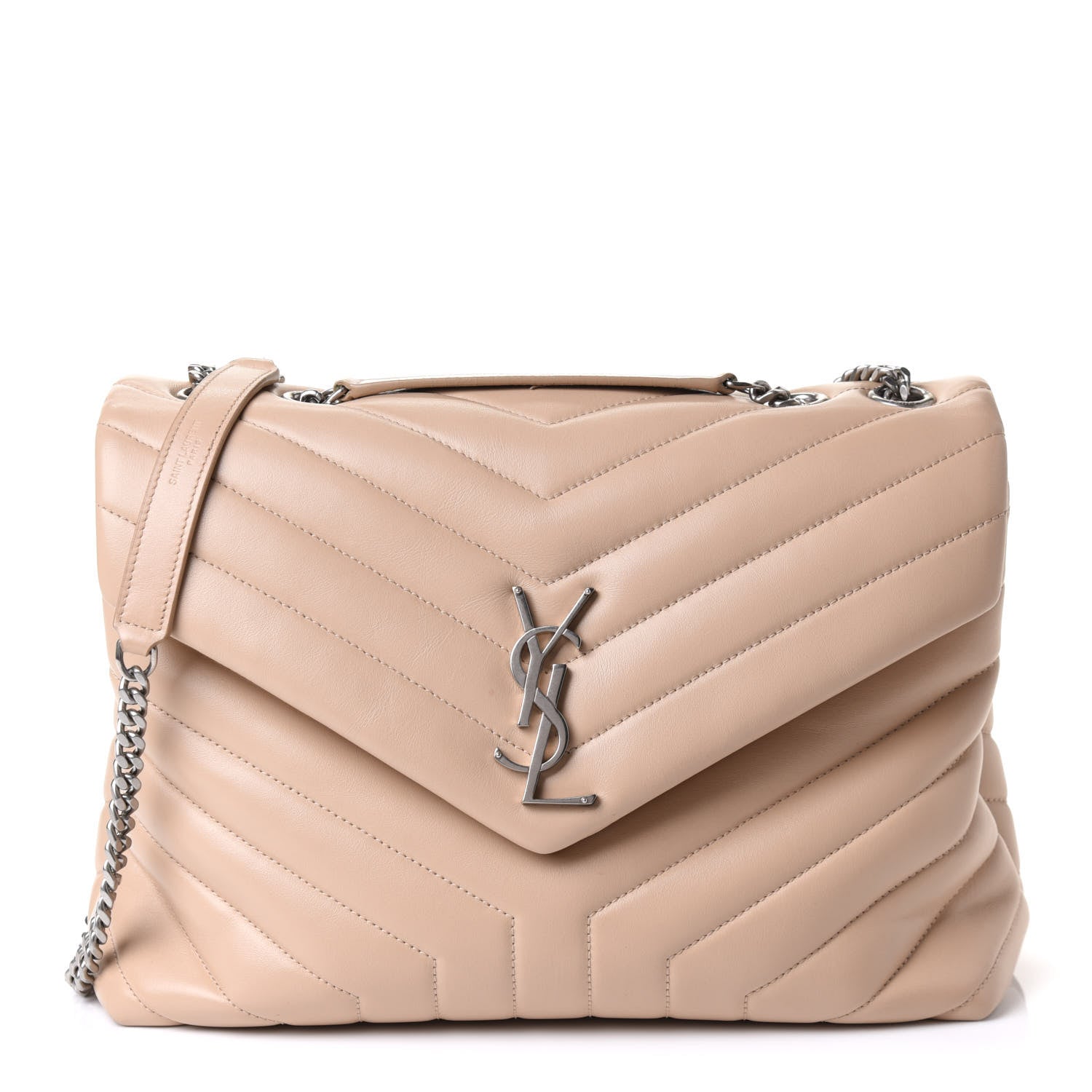 Saint Laurent Calfskin Y Quilted Monogram Medium Loulou Chain Satchel Nude Powder 1 of 10
