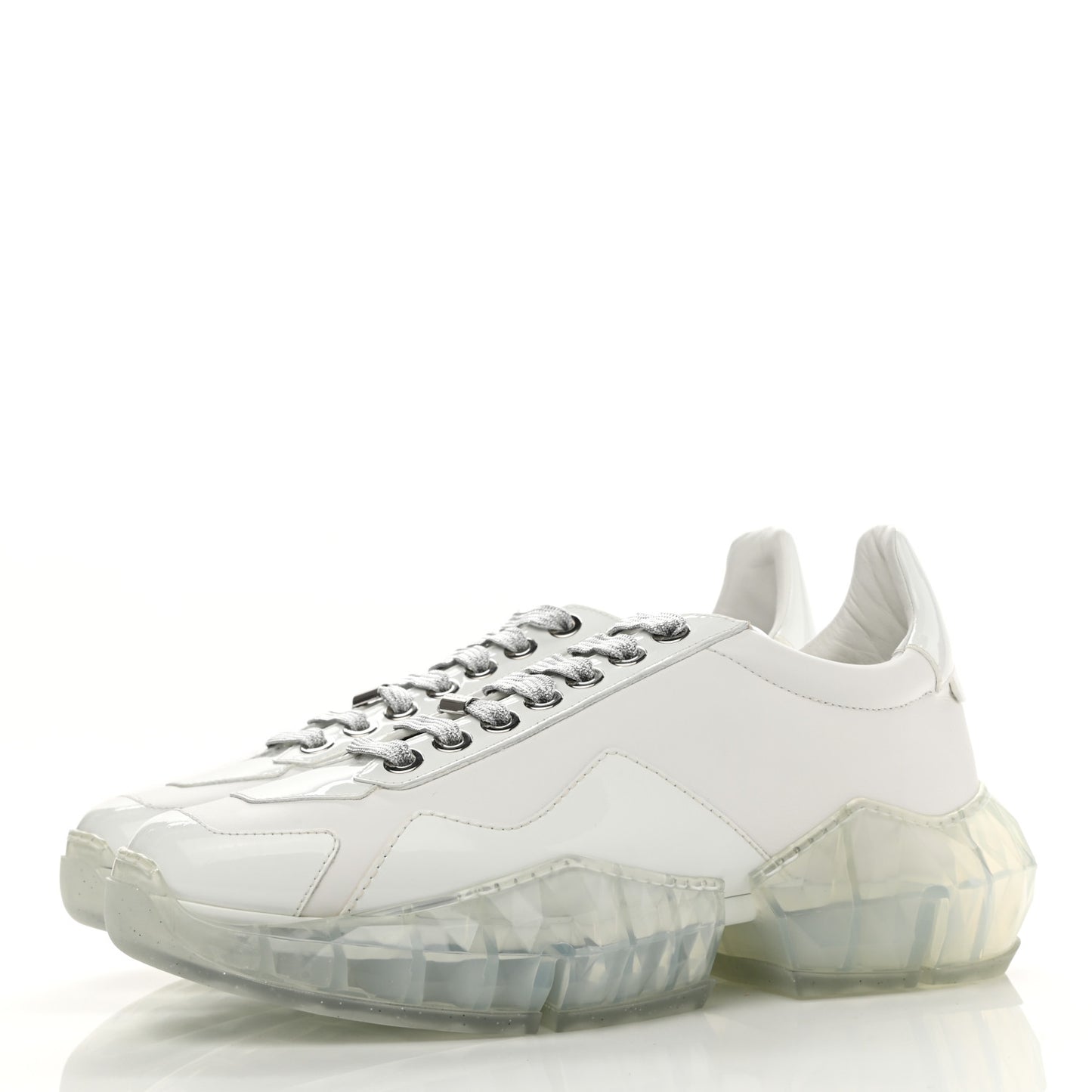Calfskin Womens Diamond Low Top Sneaker 40 White