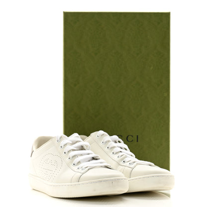 Gucci Calfskin Interlocking G Perforated Womens Ace Sneakers 37.5 White Grey Sky 12 of 12