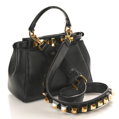 Fendi Nappa Studded Mini Peekaboo Iconic Satchel Black 3 of 12