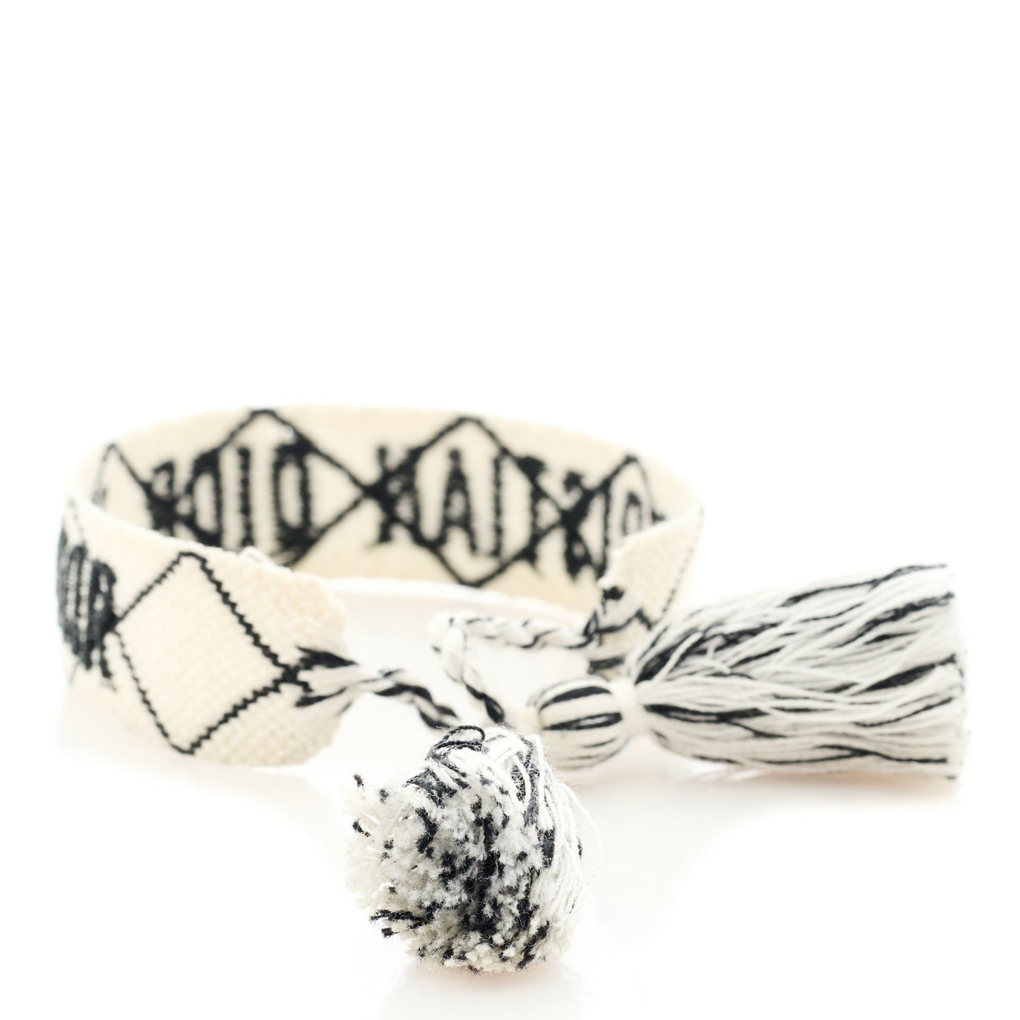 Woven Cotton J'Adior Friendship Bracelet White Black