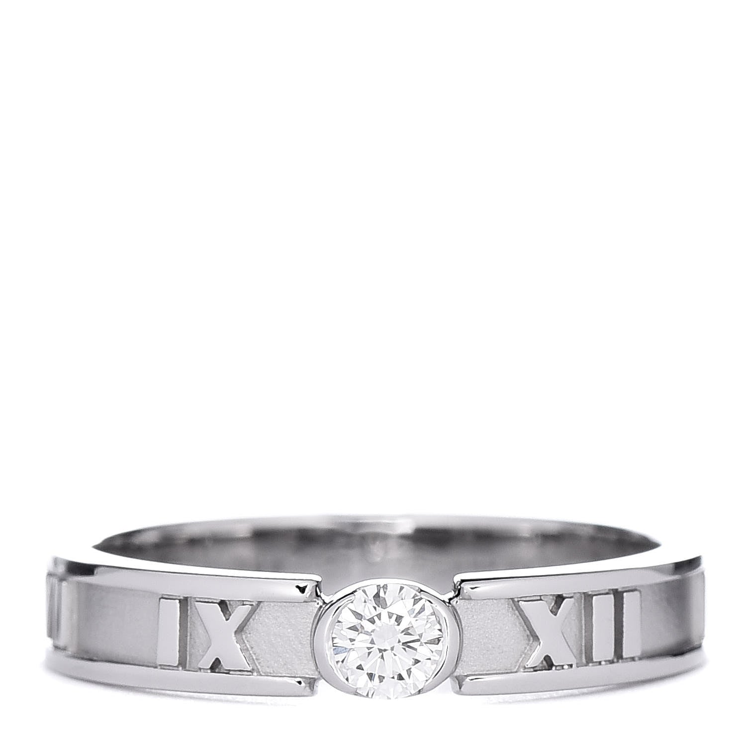 Tiffany 18K White Gold Diamond Atlas Ring 50 5.5 1 of 6