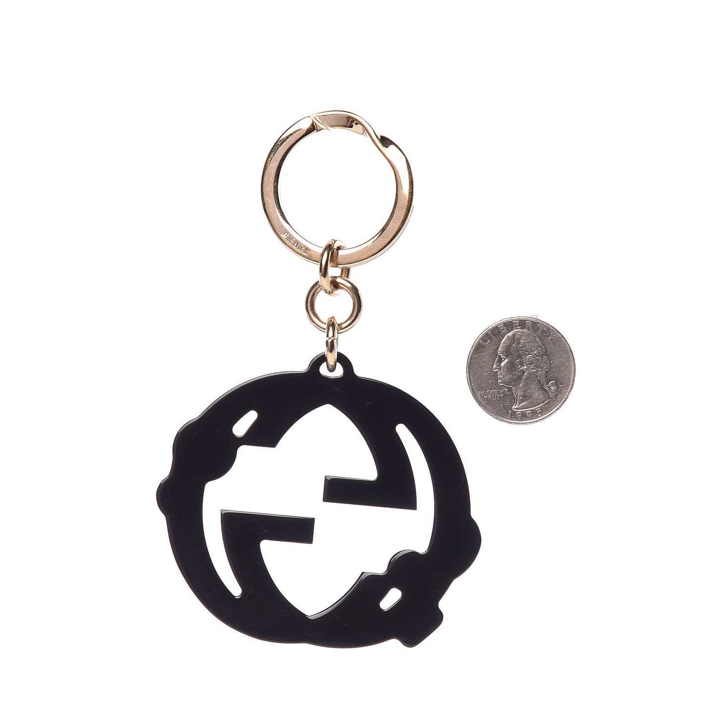 Crystal Resin Interlocking G Key Charm Black