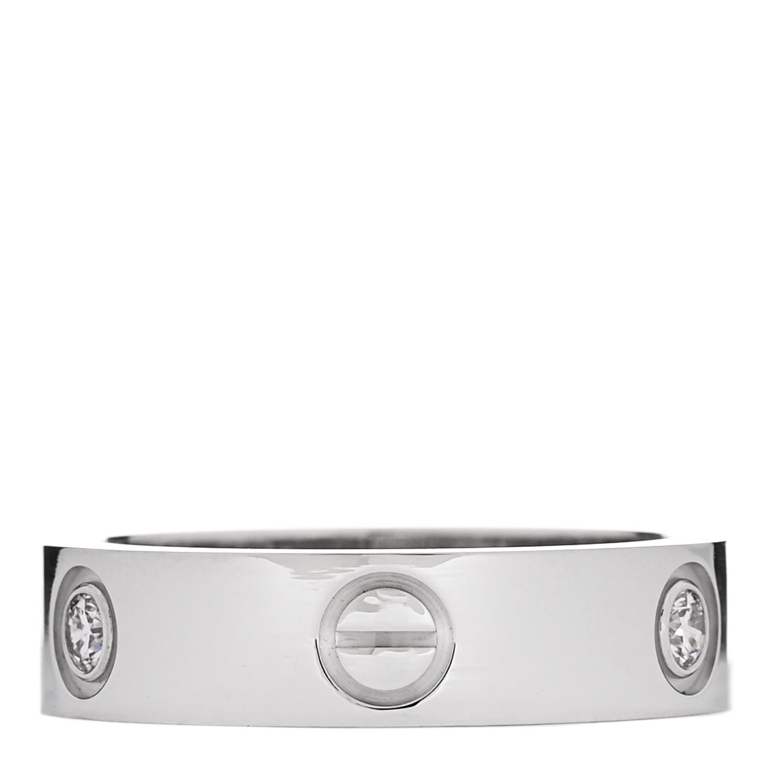 Cartier 18K White Gold 3 Diamond 5.5mm LOVE Ring 58 8.5 3 of 5