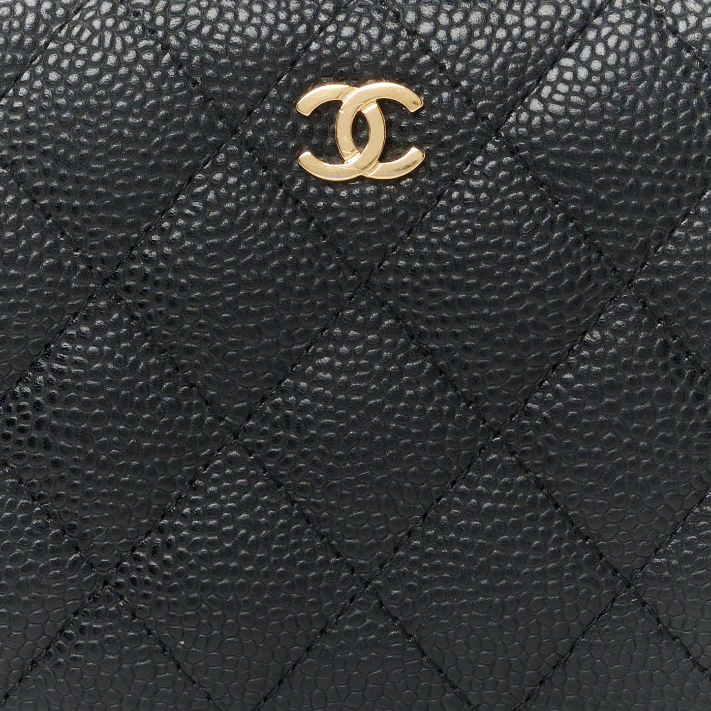 Caviar Quilted Large Gusset Zip Around Wallet Black