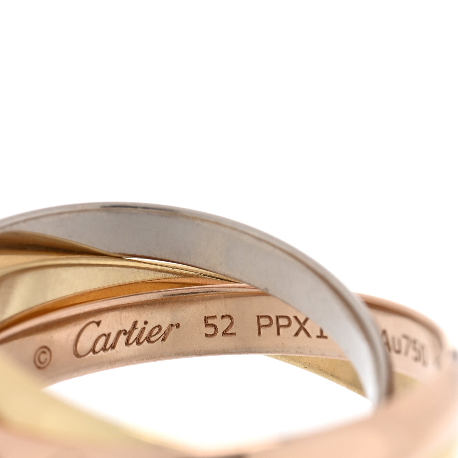 Cartier 18K Pink Yellow White Gold Small Trinity Ring 52 6 4 of 5