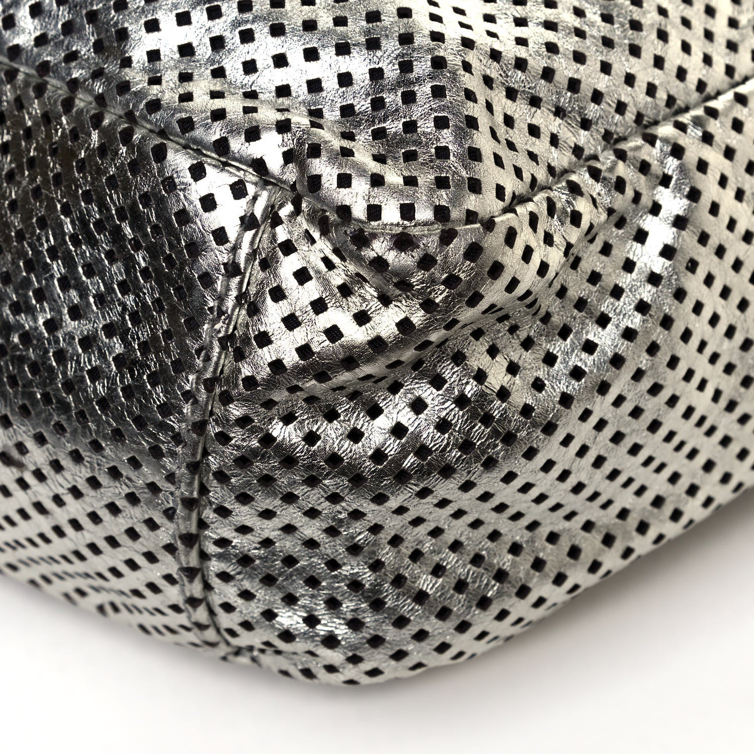 Chanel Metallic Glazed Calfskin Perforated Medium Rodeo Drive Tote Silver 12 of 14
