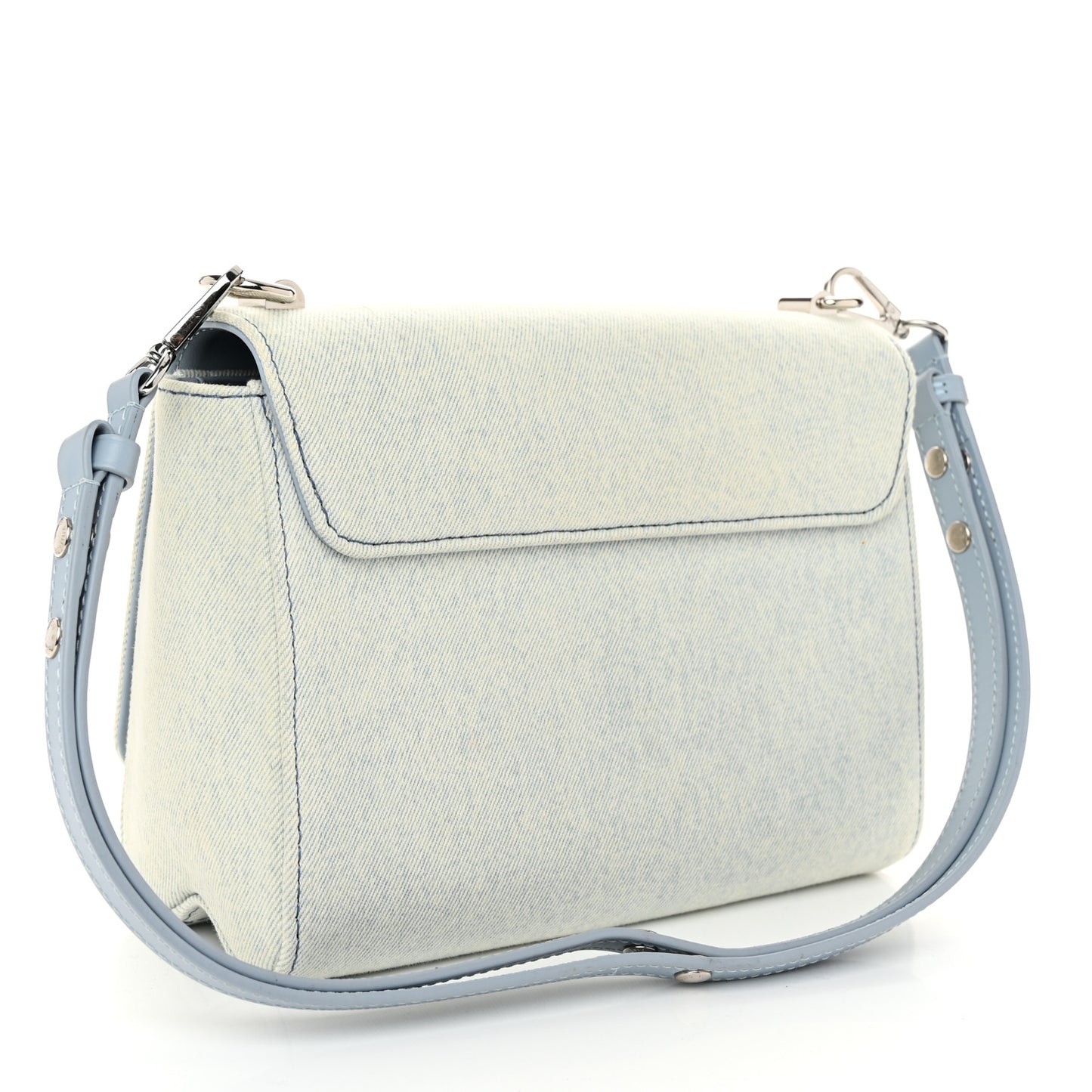 Denim Twist Shoulder Bag MM Blue Denim