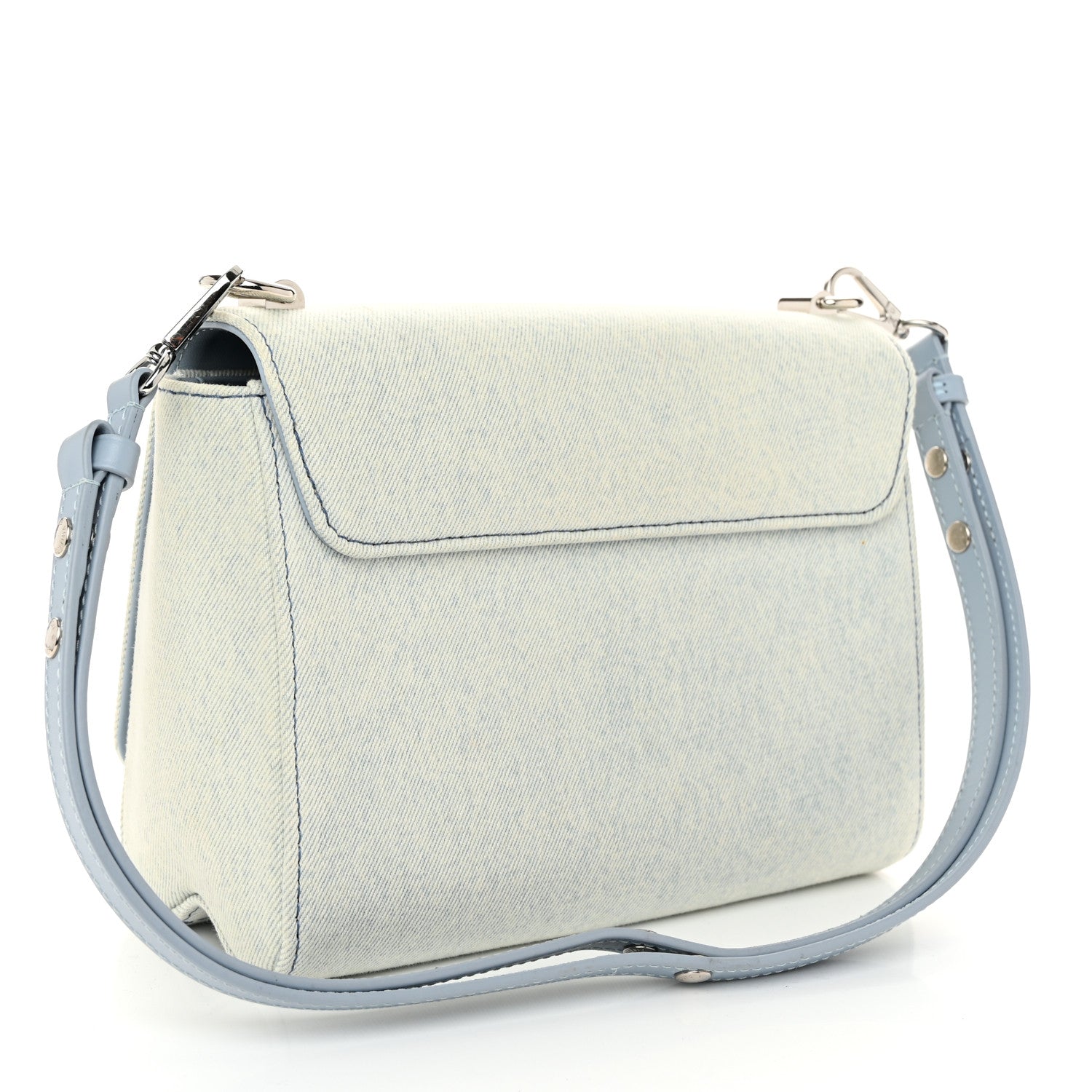 Louis Vuitton Denim Twist Shoulder Bag MM Blue Denim 3 of 9