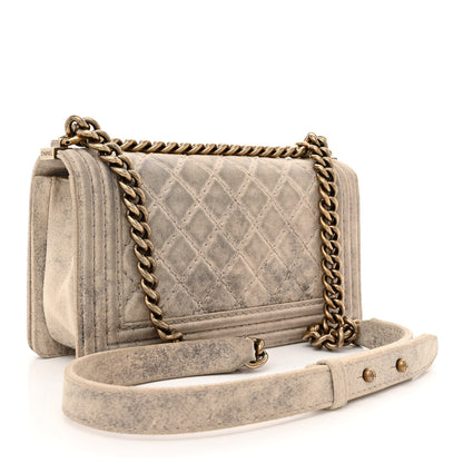 Chanel Iridescent Calfskin Quilted Medium Boy Flap Beige 3 of 12