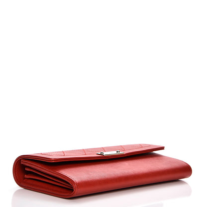 Chanel Grained Calfskin Quilted Label Click Large Gusset Flap Wallet Red 4 of 10