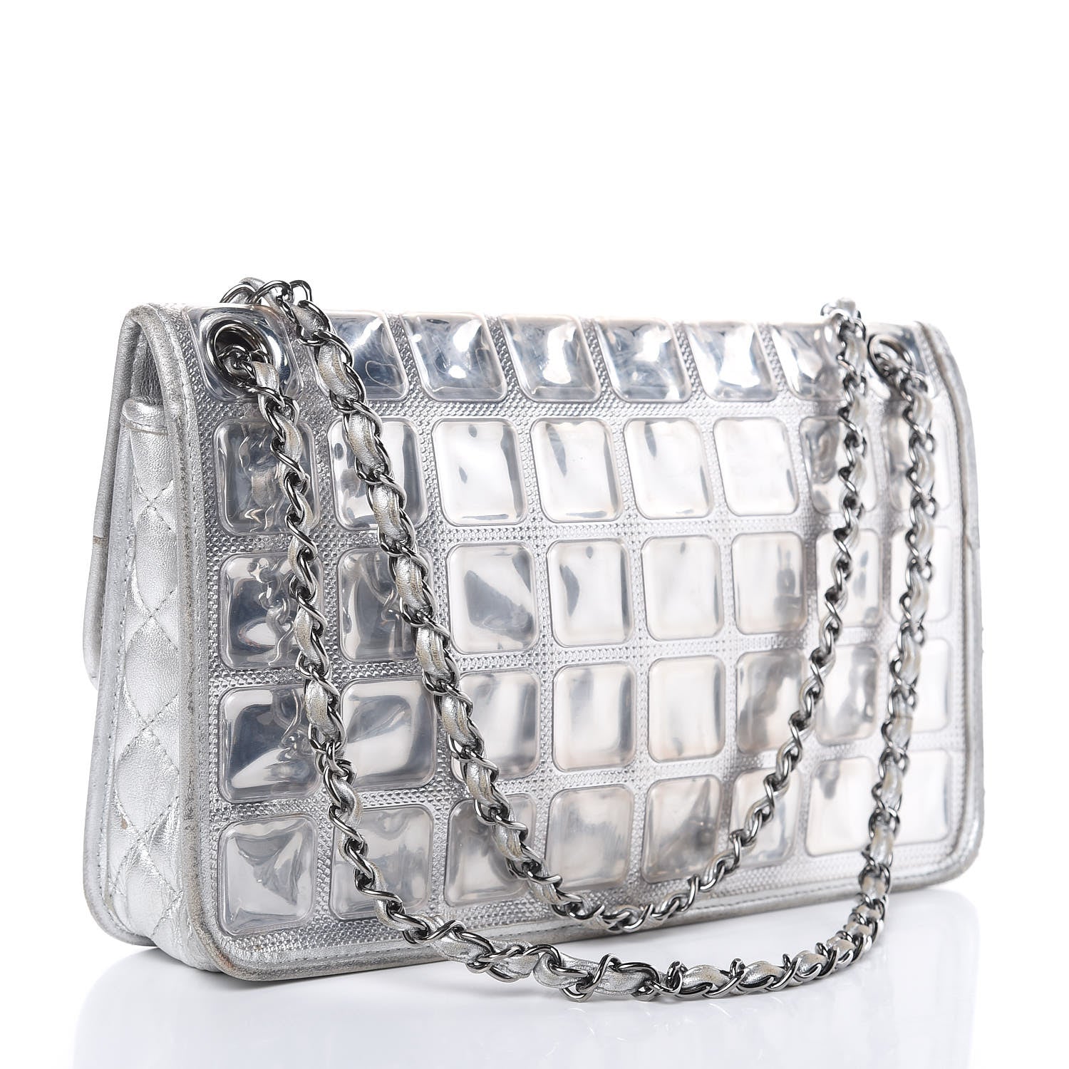 Chanel Vinyl Large Ice Cube Flap Silver 3 of 19