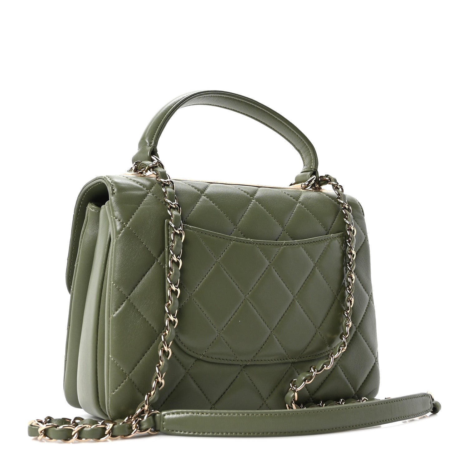 Chanel Lambskin Quilted Small Trendy CC Flap Dual Handle Bag Green 2 of 10