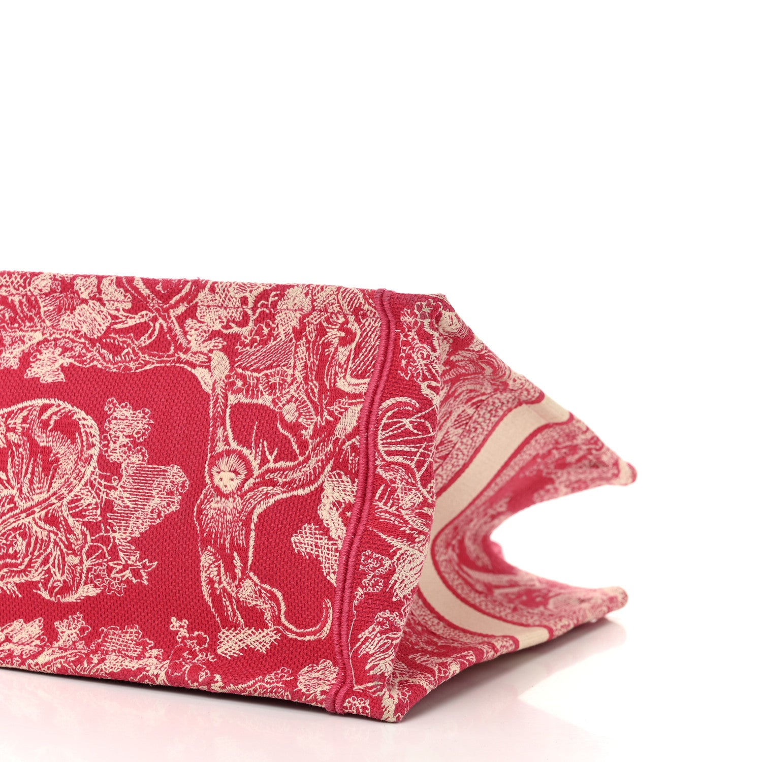 Christian Dior Canvas Embroidered Medium Dioriviera Toile De Jouy Book Tote Raspberry 10 of 10