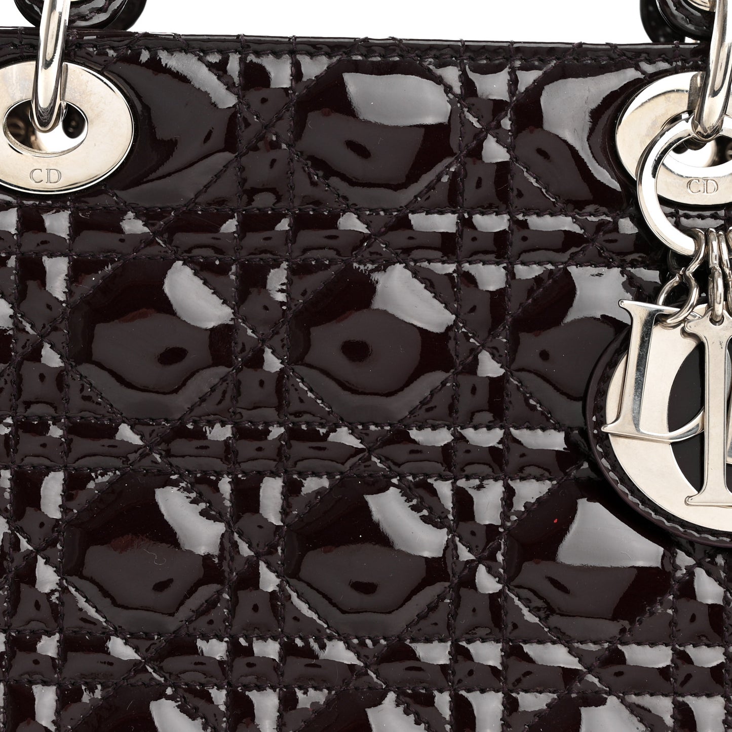 Patent Cannage Large Lady Dior Burgundy