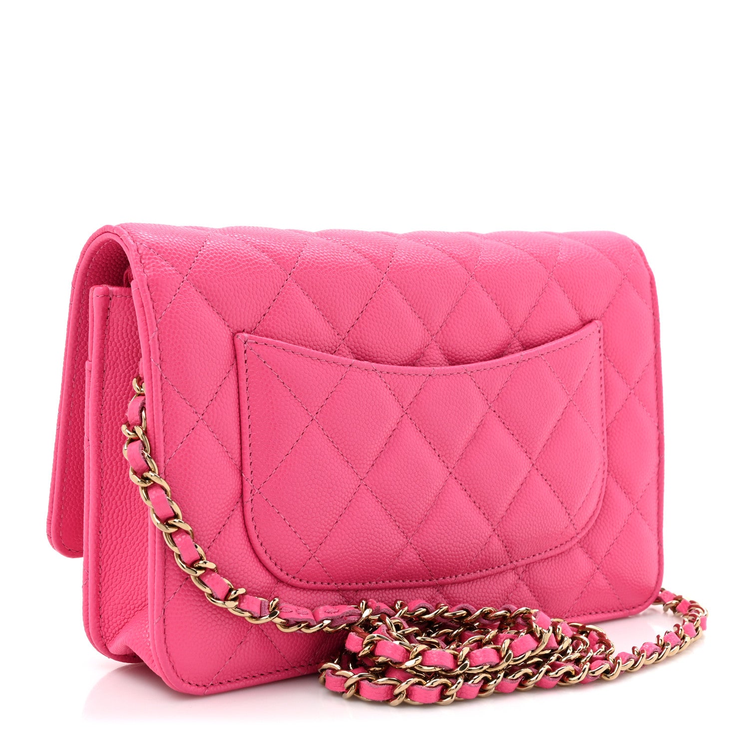 Chanel Caviar Quilted Wallet on Chain WOC Dark Pink 3 of 12