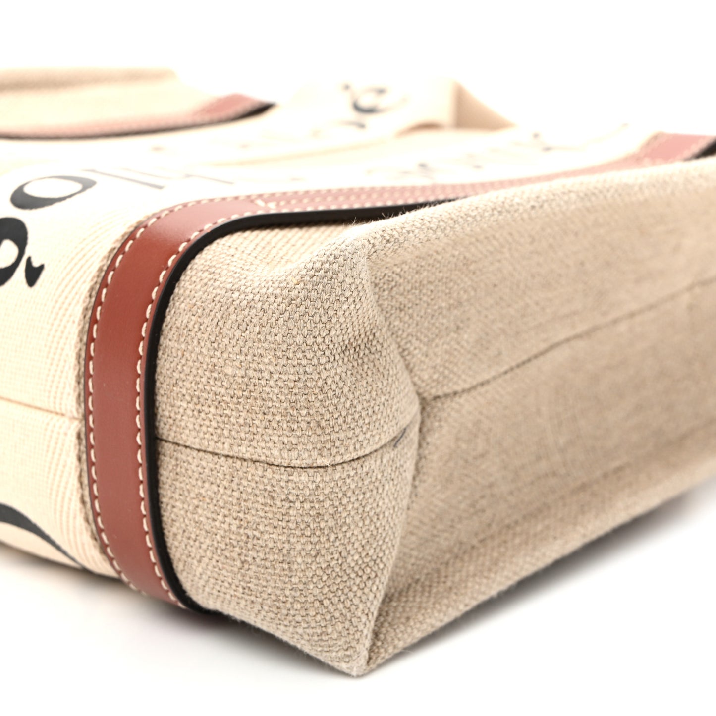 Cotton Calfskin Small Woody Ribbon Tote With Strap White Brown