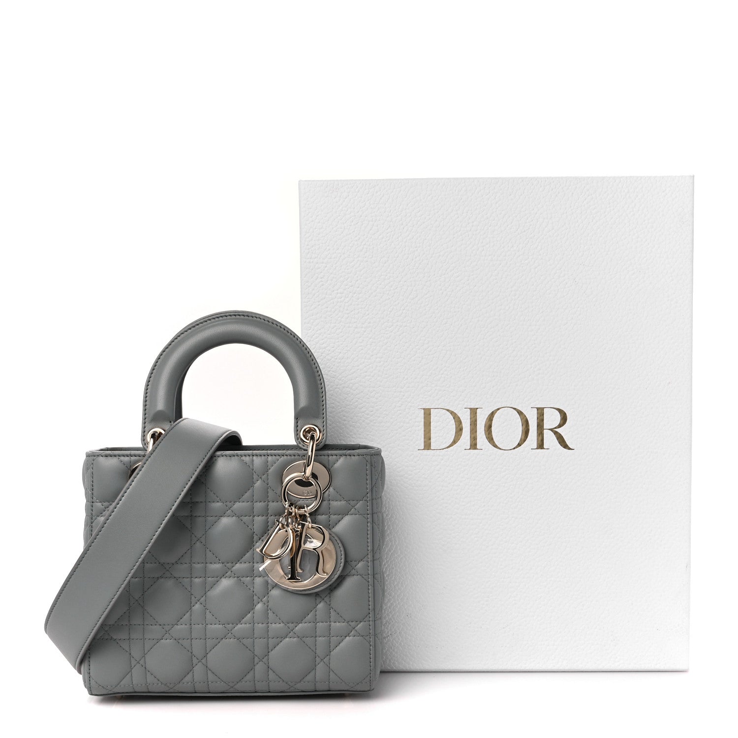 Christian Dior Lambskin Cannage Small My ABCDior Lady Dior Grey 11 of 11