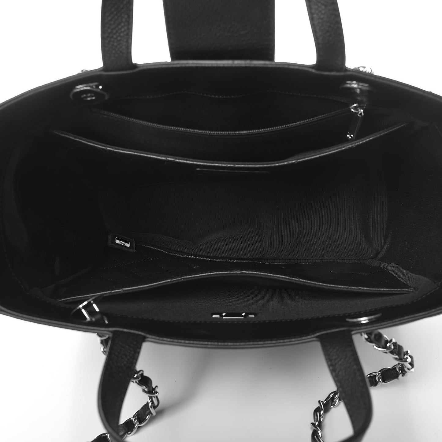 Caviar Quilted Small CC Box Shopping Tote Black