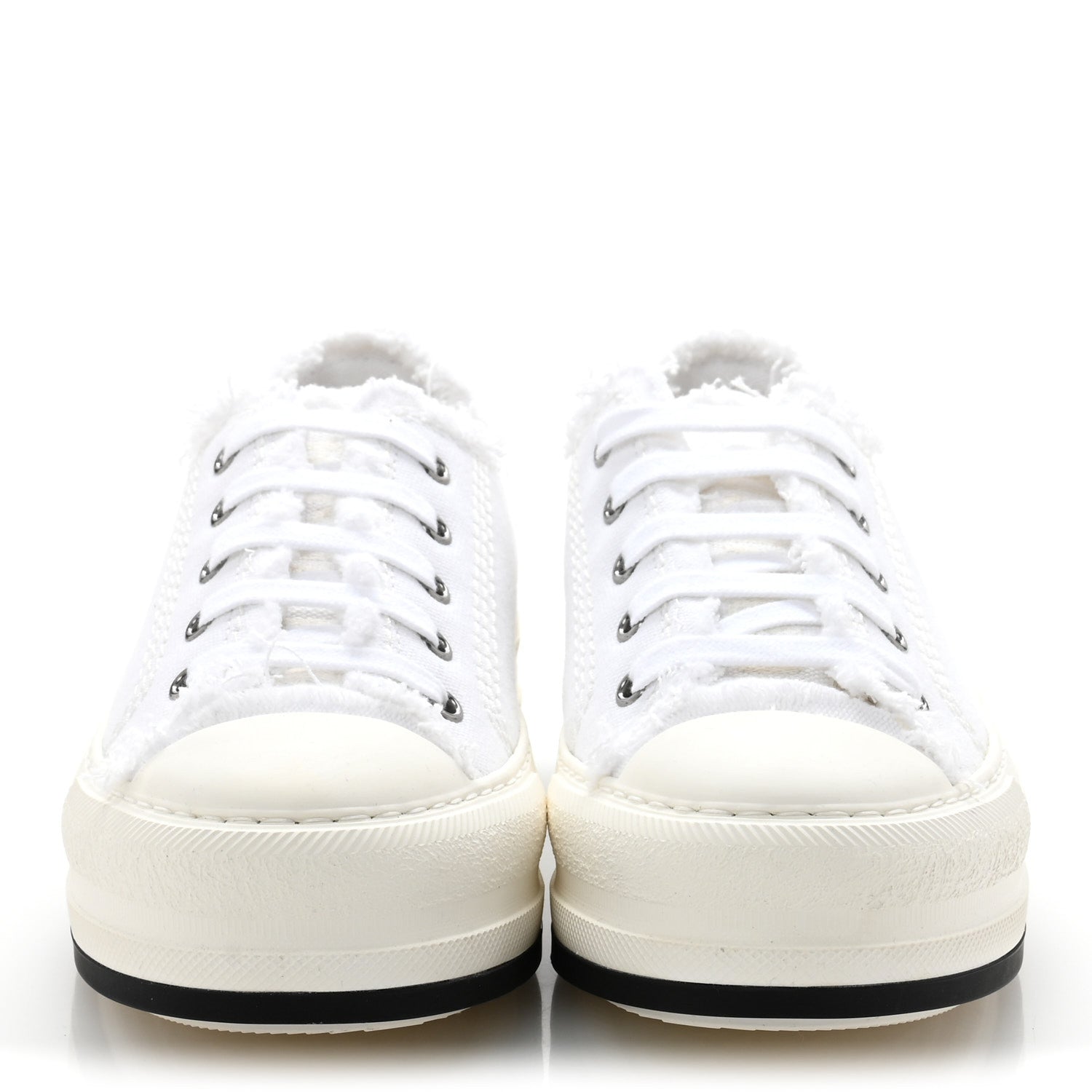 Christian Dior Frayed Canvas Embroidered Logo Walk'N'Dior Low Top Sneakers 36.5 White 3 of 10