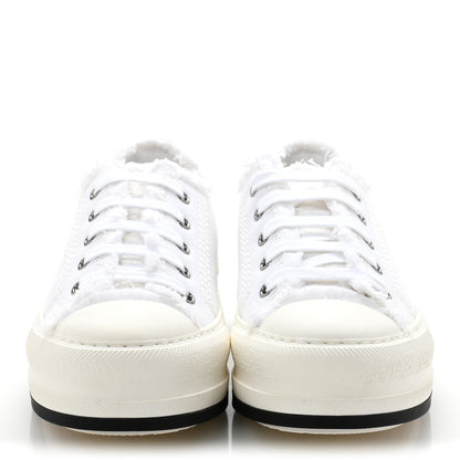Christian Dior Frayed Canvas Embroidered Logo Walk'N'Dior Low Top Sneakers 36.5 White 3 of 10