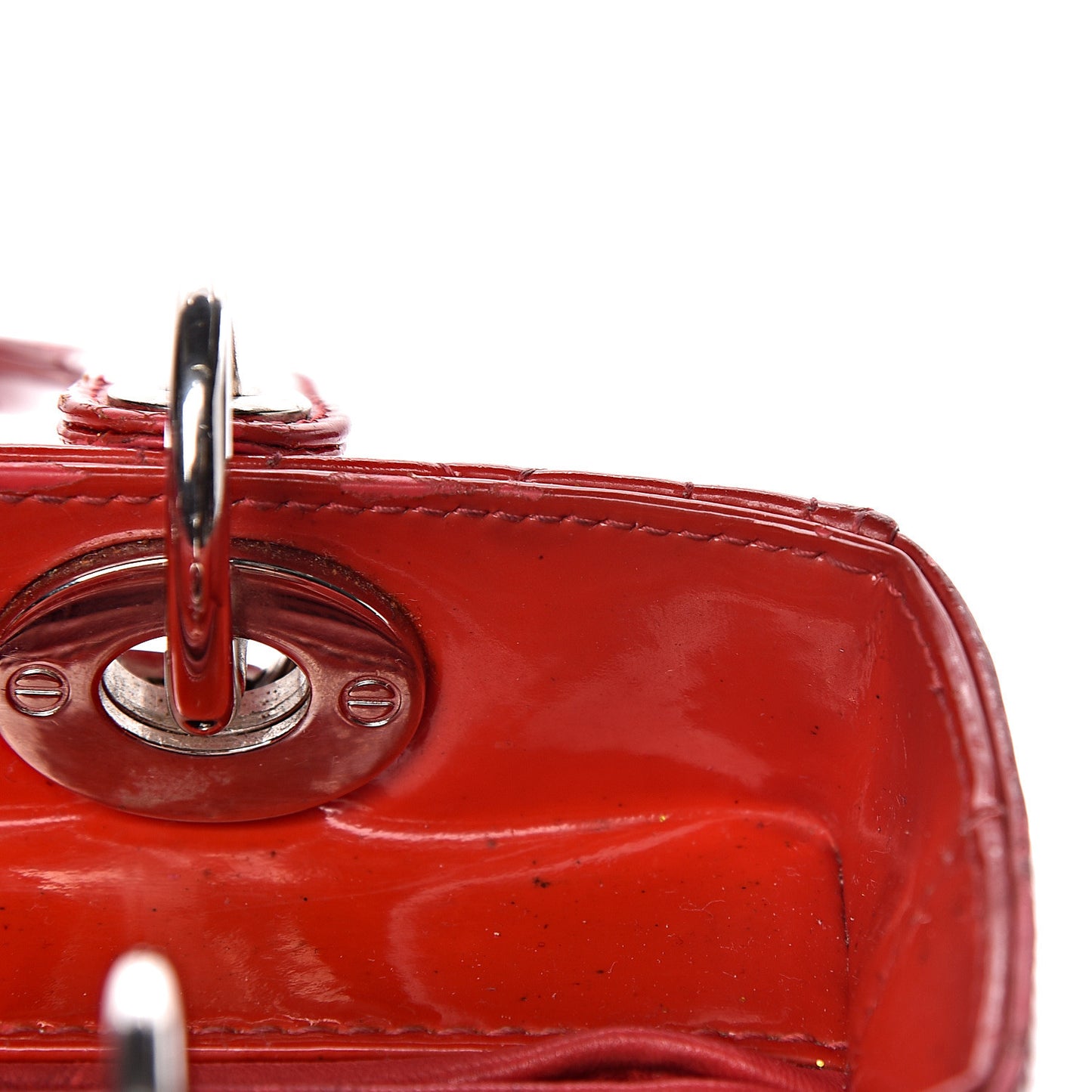 Patent Cannage Whipstitch Medium Lady Dior Red