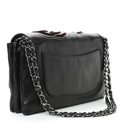 Chanel Lambskin Tweed Large Camellia Petals Flap Black 3 of 14