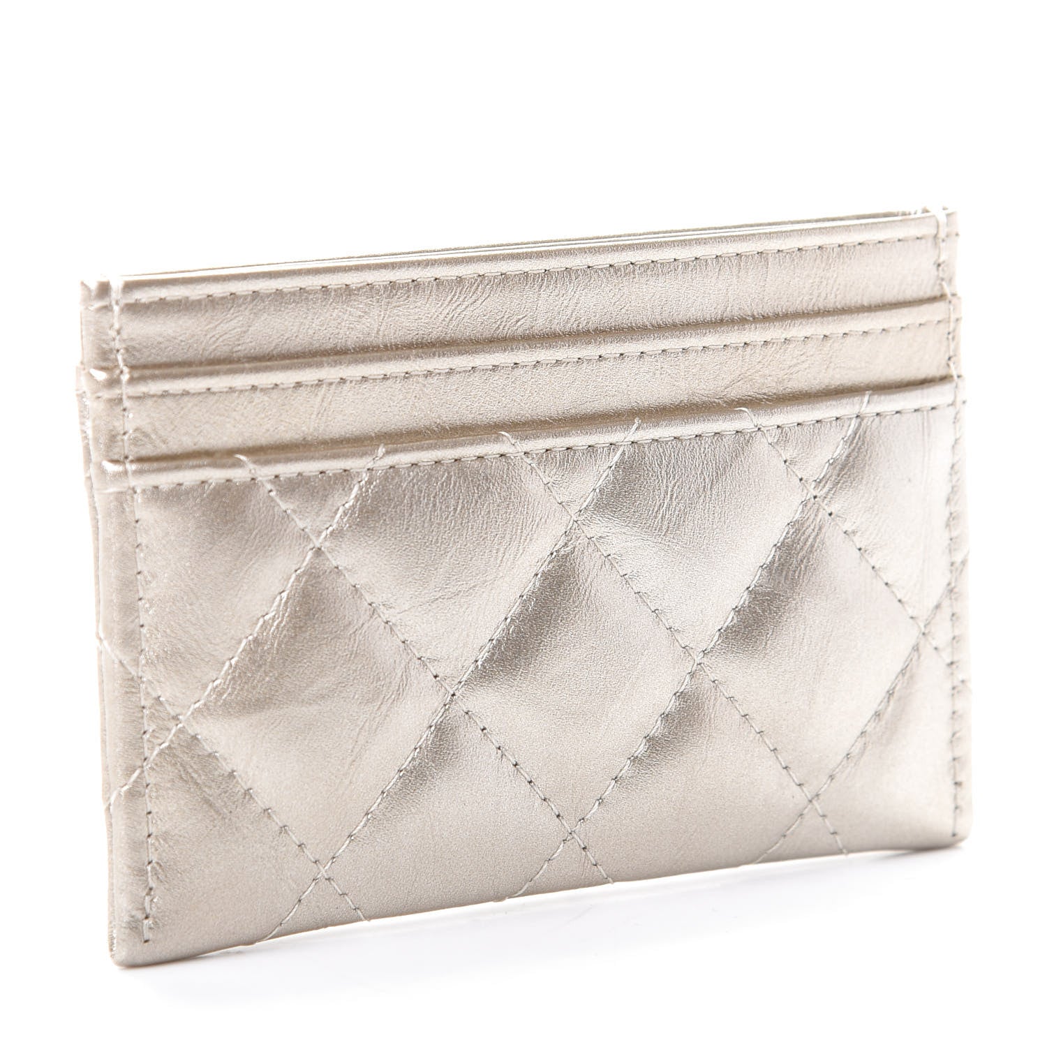 Chanel Metallic Aged Calfskin Quilted Reissue Card Holder Gold 3 of 8