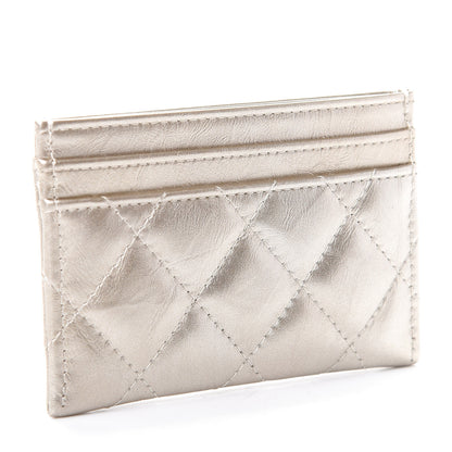 Chanel Metallic Aged Calfskin Quilted Reissue Card Holder Gold 3 of 8