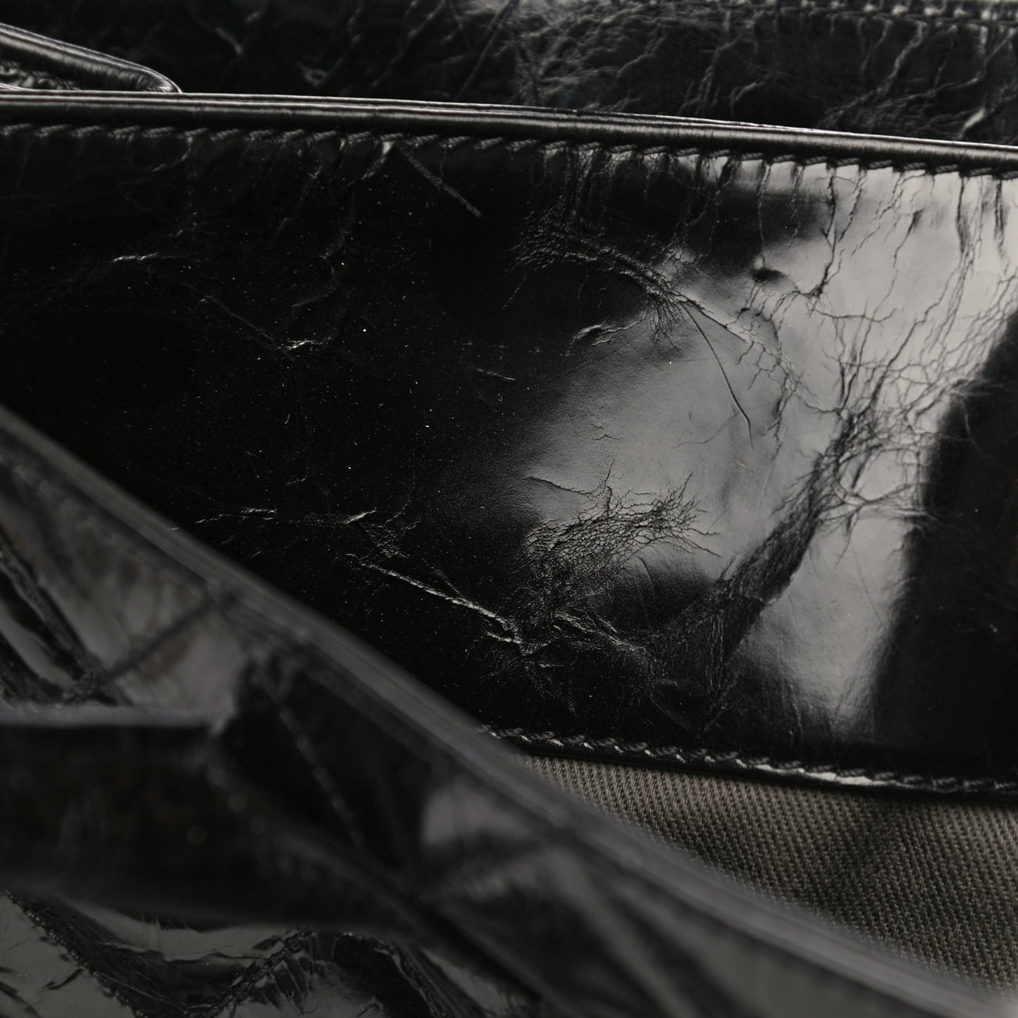 Glazed Calfskin Quilted Large New Portobello Tote Black