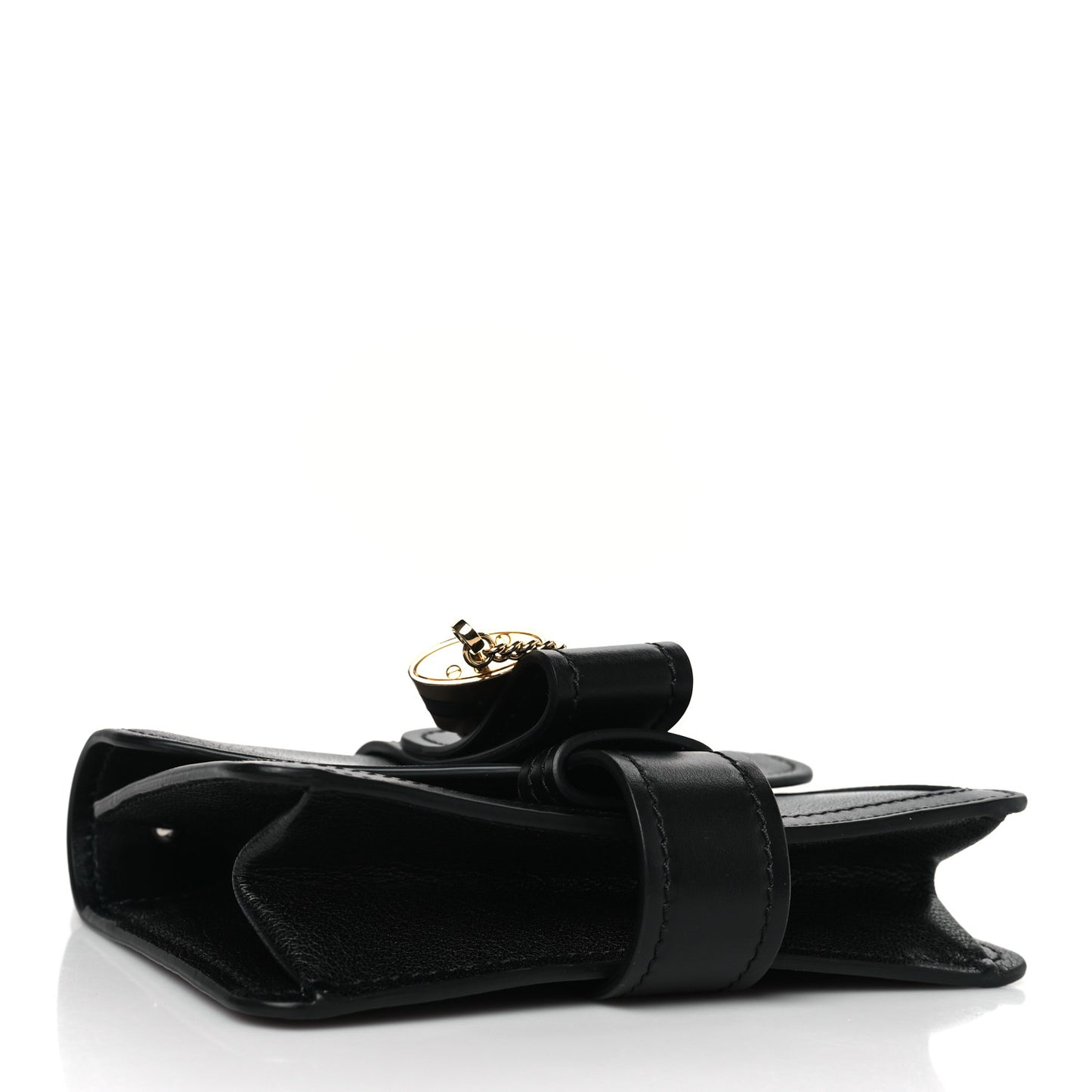 Shiny Goatskin Calfskin Mini Aby Chain Shoulder Bag Black