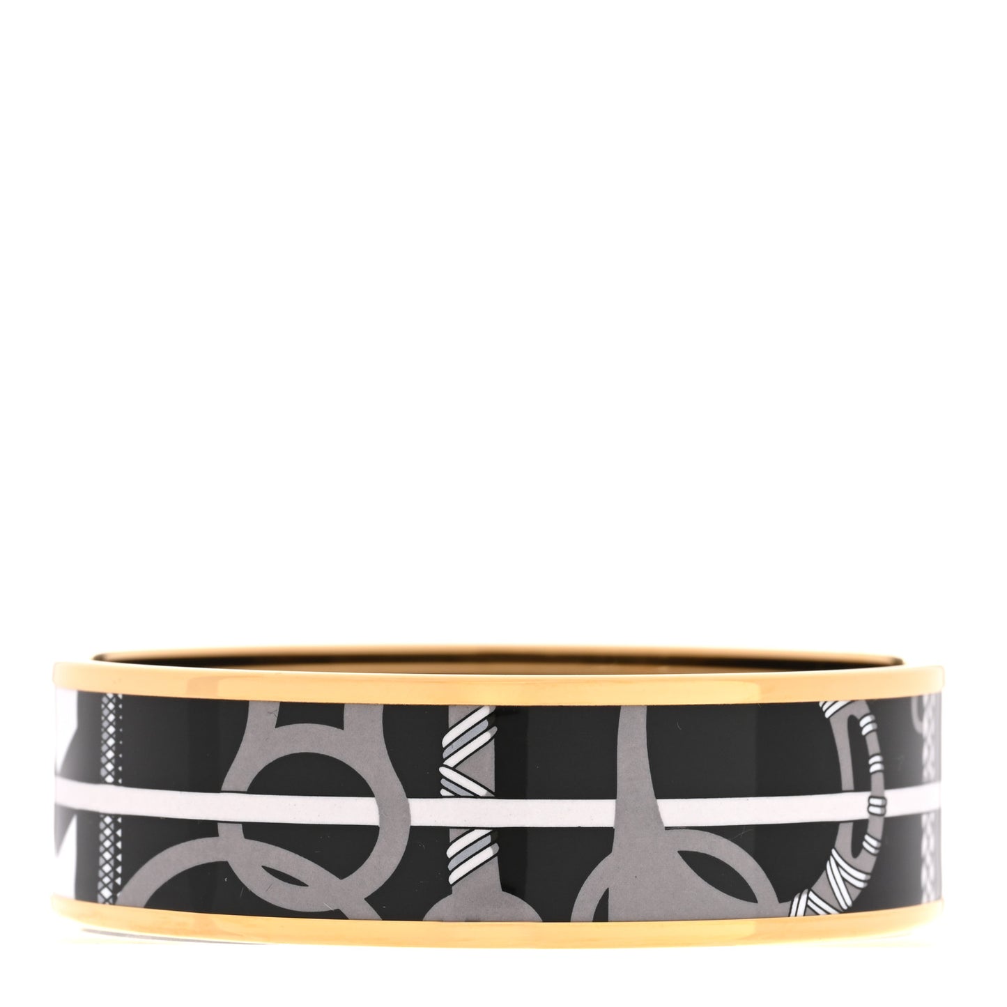 Enamel Printed Wide Panoplie Equestre Bracelet 65 Faux Gris