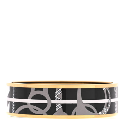 Hermes Enamel Printed Wide Panoplie Equestre Bracelet 65 Faux Gris 1 of 5