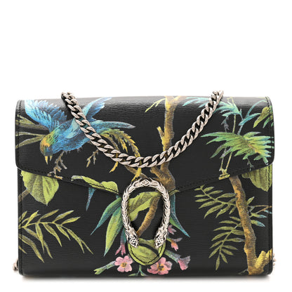Gucci Calfskin Tropical Print Mini Dionysus Shoulder Bag Black Multi 1 of 11