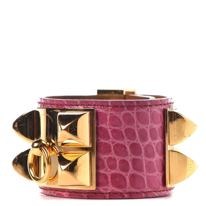 Hermes Matte Alligator Collier De Chien CDC Bracelet S Fuchsia 1 of 8