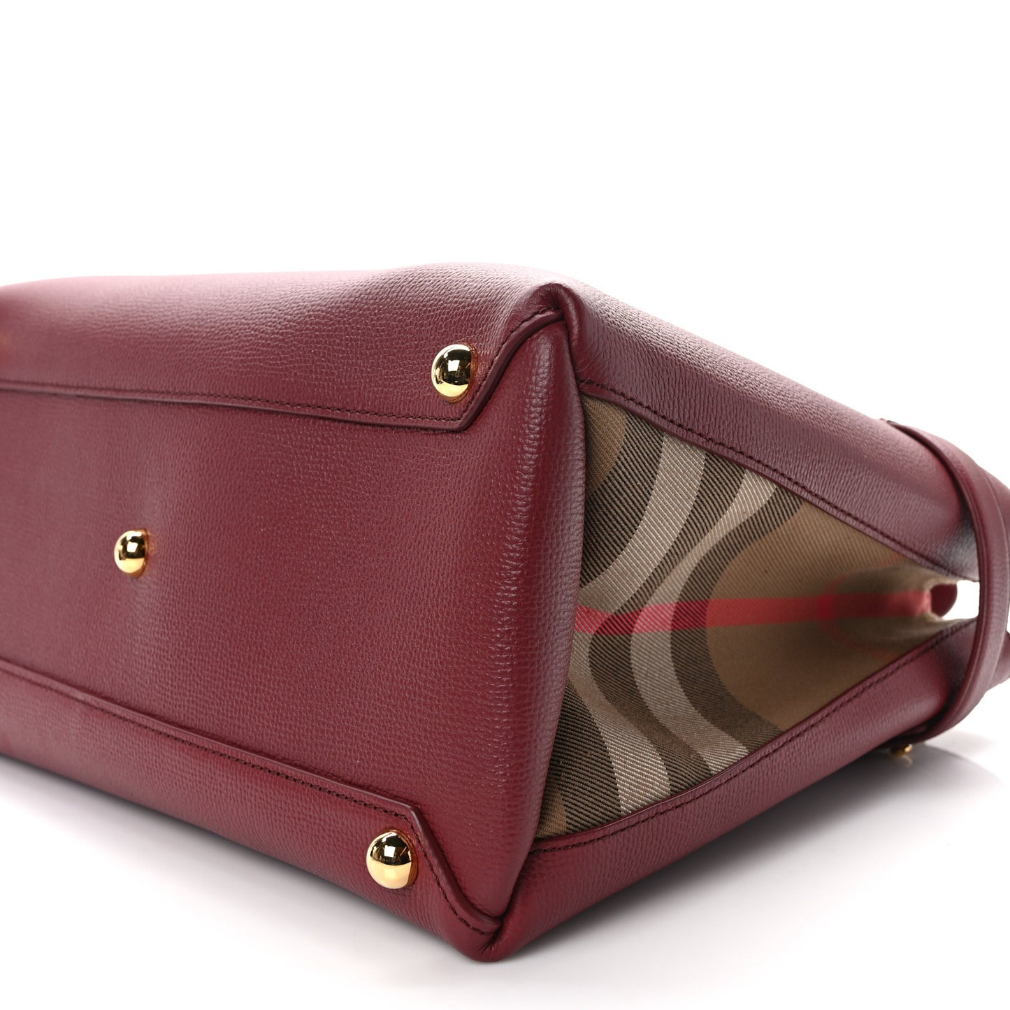 Grainy Calfskin House Check Medium Banner Tote Crimson