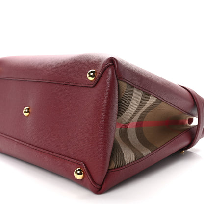 Burberry Grainy Calfskin House Check Medium Banner Tote Crimson 9 of 11