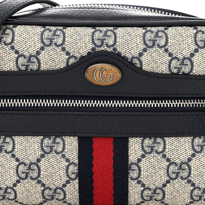 Gucci GG Supreme Monogram Textured Dollar Calfskin Web Mini Ophidia Shoulder Bag Beige Blue 8 of 12